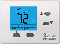 Robertshaw RS1010 24V Millivolt Digital Cooling Only Programmable Single Stage Battery Powered Thermostat