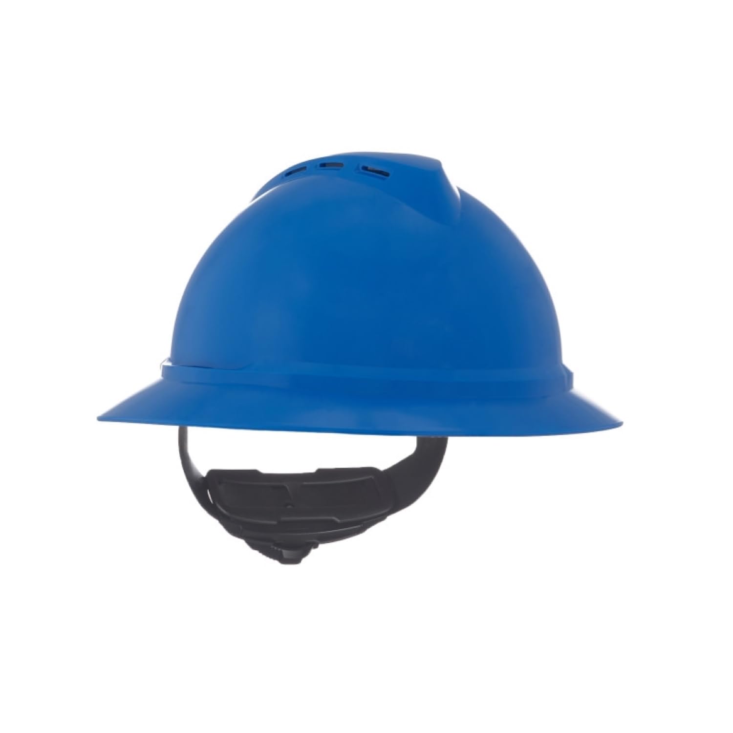 MSA 10167912 V-Gard 500 Full-Brim Hard Hat With Fas-Trac III Ratchet Suspension Polyethylene Shell Standard Size Blue