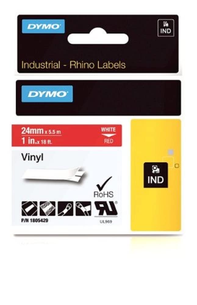 DYMO 1805429 Rhino Adhesive Vinyl Label Tape 1-inch 18-Foot Cassette Replacement MPN