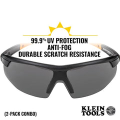 Klein Tools 60174 Safety Glasses Anti Fog Clear and Gray Lens Combo Pack