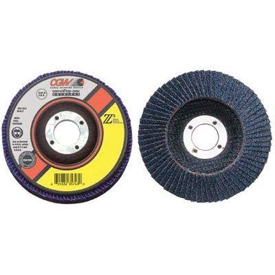 CGW Abrasives 42311 Flap Discs 100 Percent Zirconia Regular 4 1/2 inch 36 Grit 5/8 Arbor 13300 RPM T27