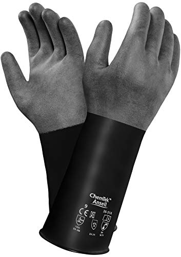 Ansell 103204 Chemtek Smooth Finish Butyl Glove with Beaded Cuff Black Size 10