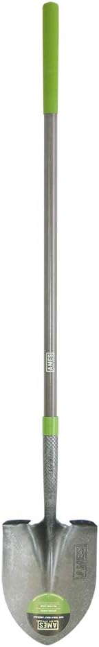 Ames 25332100 tempered steel round point shovel with fiberglass handle, 61-inch