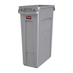 Rubbermaid FG354060GRAY Slim Jim Plastic Rectangular Trash/Garbage Can with Venting Channels 23 Gallon