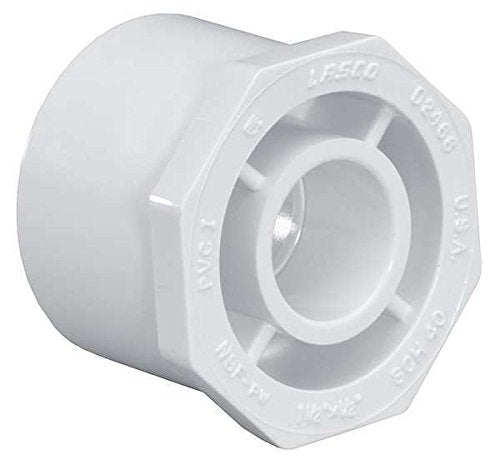 LASCO 437-421 PVC Reducing Bushing 4 Inch Spigot x 2.5 Inch Slip 220 PSI Schedule 40