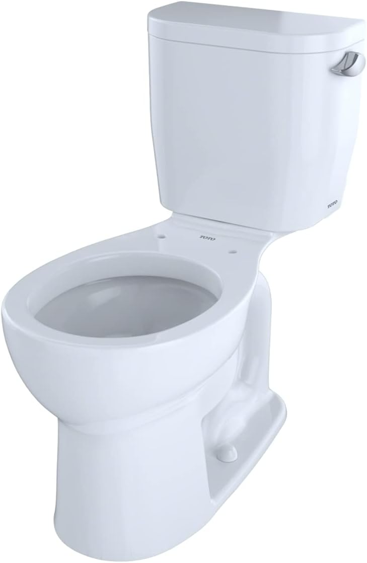 Toto CST243EFR#01 Entrada Two-Piece Round 1.28 GPF Universal Height Toilet with Right-Hand Trip Lever Cotton White