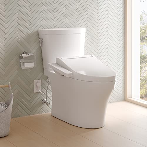 TOTO MW4483074CEMFGN#01 Aquia IV Arc 0.9/1.28 GPF Dual Flush Elongated Comfort Height Toilet Cotton White C2 Washlet Seat Included