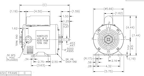 Marathon MS010 General Purpose Motor 1/3 hp 1800 RPM 115/230 VAC 48 Frame Capacitor Start