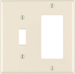 Leviton 80405-T 2-Gang, 1-Toggle 1-Decora/GFCI Device Combination Wallplate, Standard Size, Thermoset, Device Mount, Light Almond