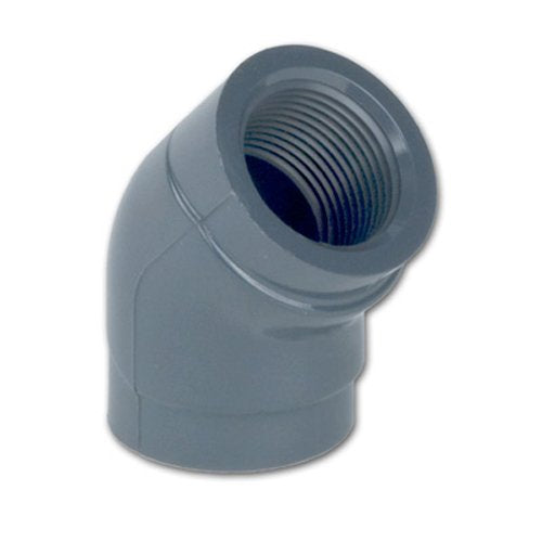 LASCO 819-010 1 Schedule 80 Gray PVC Threaded 45 Degree Elbow