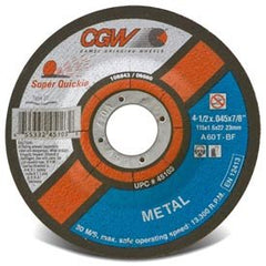 CGW 45103 Quickie Cut 60 Grit 4-1/2 inches x .045 inches x 7/8 inches Type 27