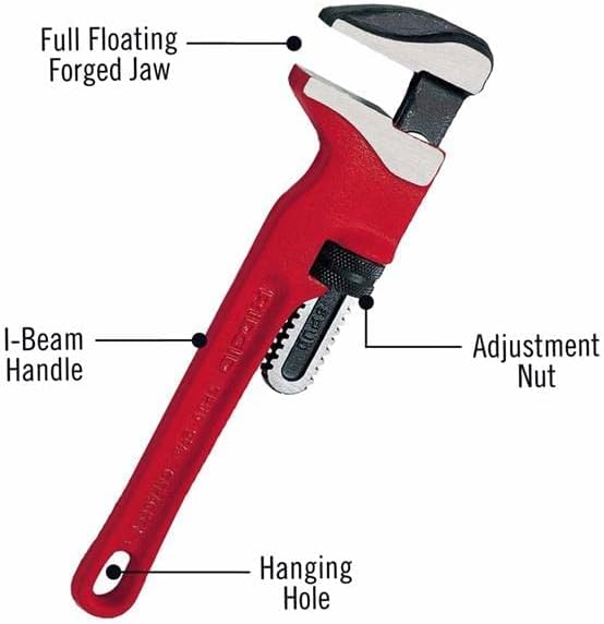 Ridgid 31400 Adjustable 12 Spud Wrench Plumbing Pipe Tool with Smooth, Narrow Jaws, 3/8 to 2-5/8 Pipe Capacity