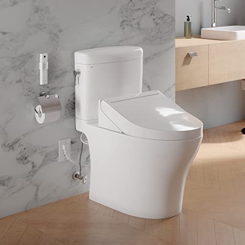 Toto MW4363084CEMFGN#01 Aquia IV Cube Dual Flush Toilet 1.28 and 0.9 GPF Cotton White C5 Washlet Seat