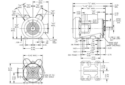 Marathon MC297 General Purpose Motor 1-1/2 hp 1800 RPM TEFC