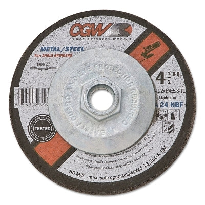 CGW Abrasives 35643 Depressed Center Wheel 7 inch diameter 1/4 inch Thick 5/8 inch Arbor Hardness Grade N