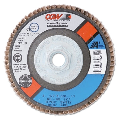 Cgw Abrasives 39432 Flap Disc 4-1/2 x 5/8-11 T29 A Cubed 40 Grit Regular