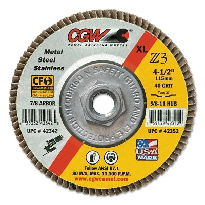 CGW Abrasives 42732 Premium Z3 Reg T29 Flap Disc 40 Grit 7 inches Diameter