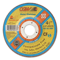 CGW Abrasives 45003 Contaminate Free Cut-Off Wheel 4 1/2 in Dia .045 in Thick 60 Grit Alum Oxide