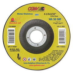 Cgw Abrasives 45028 Thin Cut-Off Wheel 4-1/2 Inches Diameter 3/32 Inches Thickness 36 Grit