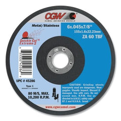 CGW Abrasives 45143 Super Quickie Cut Reinforced Cut-Off Wheel 6 inches 0.045 inches 5/8 inches - 11 Arbor 60 Grit Zirconia Alumina