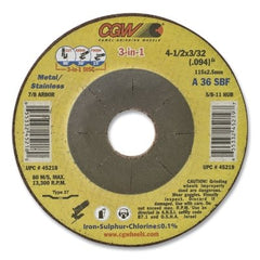 CGW Abrasives 45219 4-1/2 in dia 36 Grit Resin Cut WHLS Thin