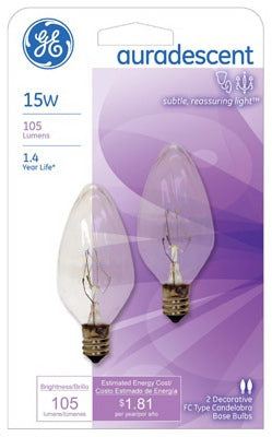 GE G E Lighting 48394 15W Torpedo Flame Bulb Candelabra 2 Pack