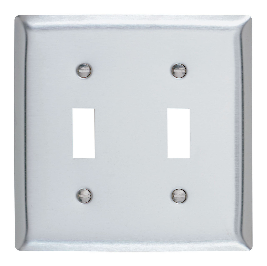 Pass & Seymour SS2 Smooth Metal Wall Plate 2Gang Toggle 302 Stainless Steel