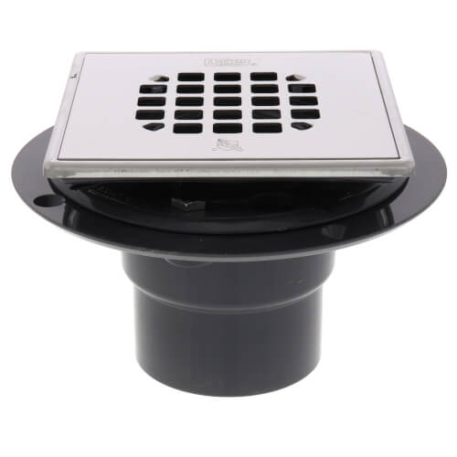 Oatey 42264 130 Series 2 In. PVC Square Low Profile Drain With Stainless Steel Screw-in Strainer And Ring