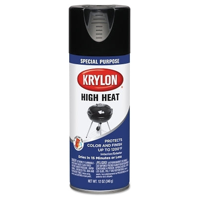 Krylon K01618777 High Heat Paint 12 oz Fill Aerosol Can Black