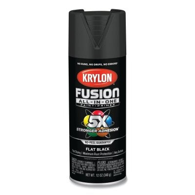 Krylon K02728007 Fusion All-In-One Paints + Primers 12 oz Flat Black