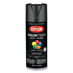 Krylon K05505007 COLORmaxx Spray Paint + Primer Gloss Black 12-oz