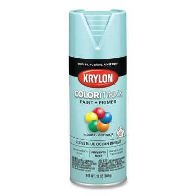 Krylon K05506007 COLORmaxx Paint + Primer Spray Paint 12 oz Blue Ocean Breeze Gloss