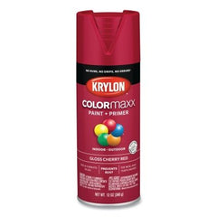 Krylon K05511007 Colormaxx Paint + Primer 12 oz Cherry Red Gloss - Pack of 6