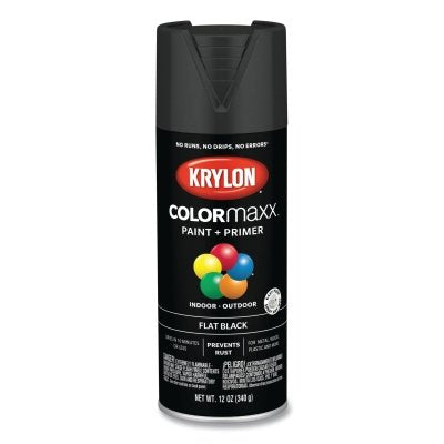 Krylon K05546007 COLORmaxx Paint + Primer Spray Paint 12 oz Black