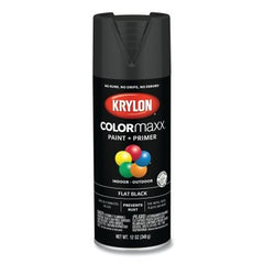 Krylon K05546007 COLORmaxx Paint + Primer Spray Paint 12 oz Black