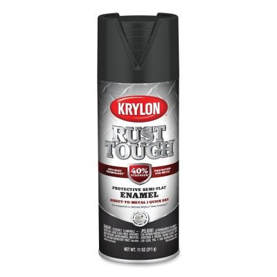 Krylon K09203008 Rust Tough Aerosol Enamel 12 oz Black Semi-Flat