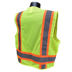 Radians SV6-2ZGM-L Size L Polyester Reusable Mesh Safety Vest in Hi-Viz Green