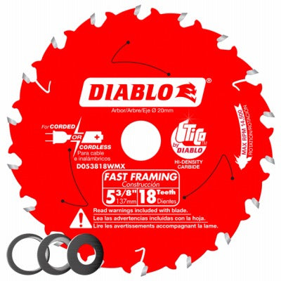 DIABLO Freud D053818WMX 5-3/8 in 18T Framing Saw Blade 3 Pack