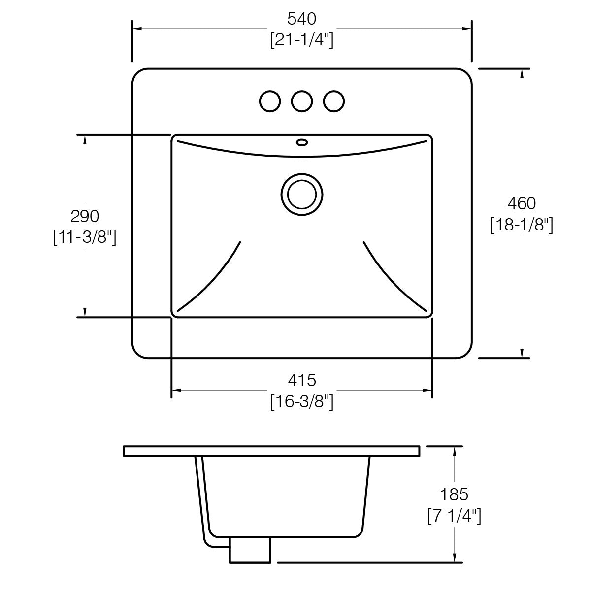 DAKOTA Dakota Plumbing Products US-TM2119W-1H Vanity Sink