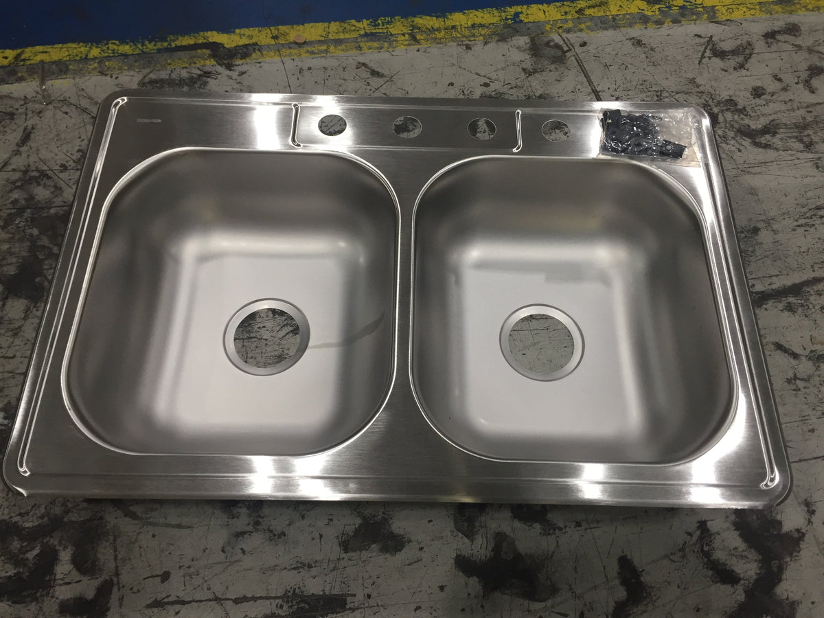 Elkay K233224 Dayton Stainless Steel 33 x 22 x 6-1/16, Equal Double Bowl Drop-in Sink