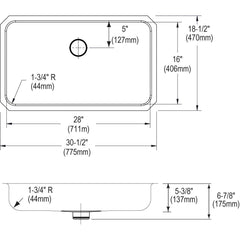 Elkay ELUHAD281655PD Lustertone 30-1/2 x 18-1/2 in. No Hole Stainless Steel Single Bowl Undermount Kitchen Sink