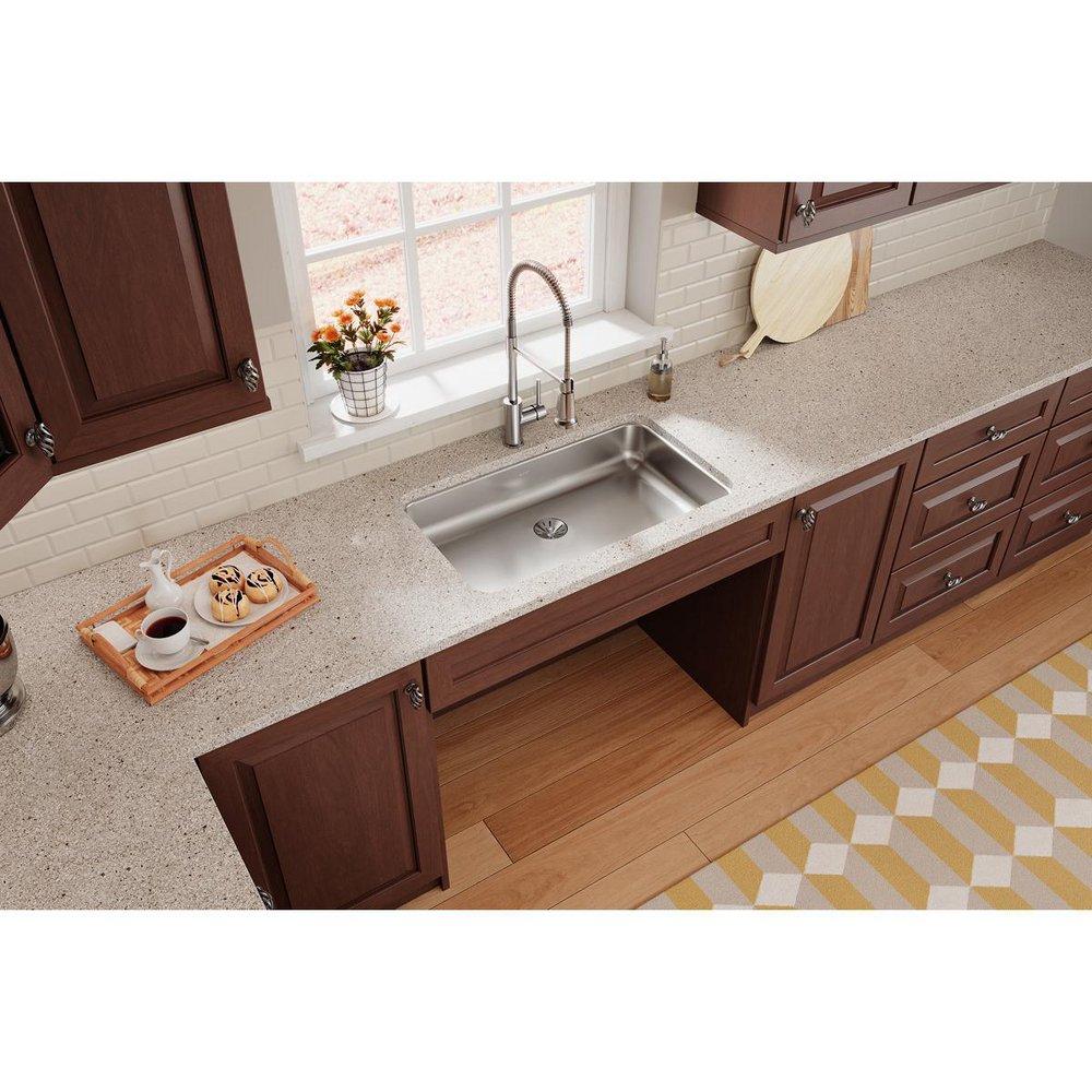 Elkay ELUHAD281655PD Lustertone 30-1/2 x 18-1/2 in. No Hole Stainless Steel Single Bowl Undermount Kitchen Sink