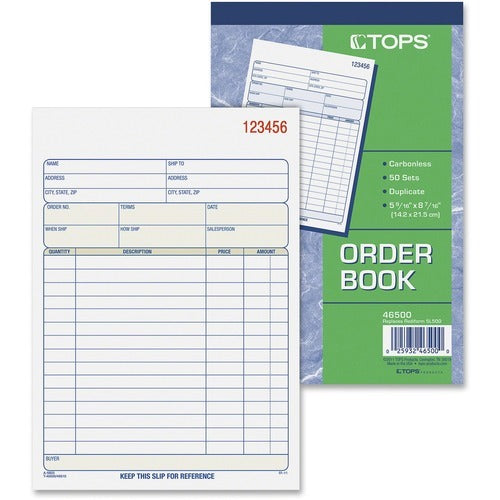 TOPS Tops TOP46500 Sales Order Book Two-part Carbonless