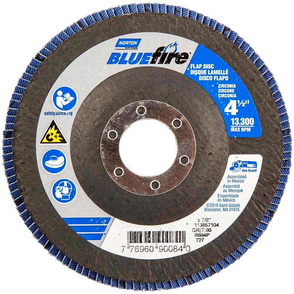 NORTON Norton 77696090084 Flap Disc 80 Grit 4.5 in Type 27