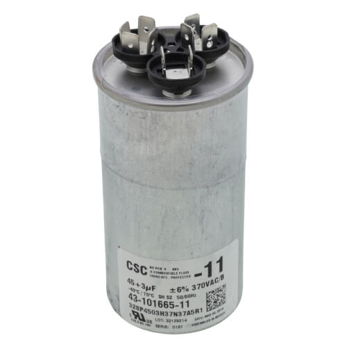 Rheem 43-101665-11 Capacitor 45/3/370 Dual Round Replacement 43-26261-11