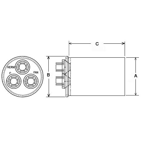 Rheem 43-101665-64 70/15/370 Dual Round Capacitor