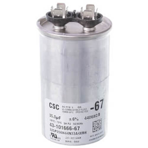 Rheem 43-101666-67 Capacitor 35 uF 440VAC 2.12 inch OD x 3.44 inch L Round Single