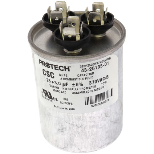 Rheem 43-25133-01 25/3/370V Dual Round Capacitor