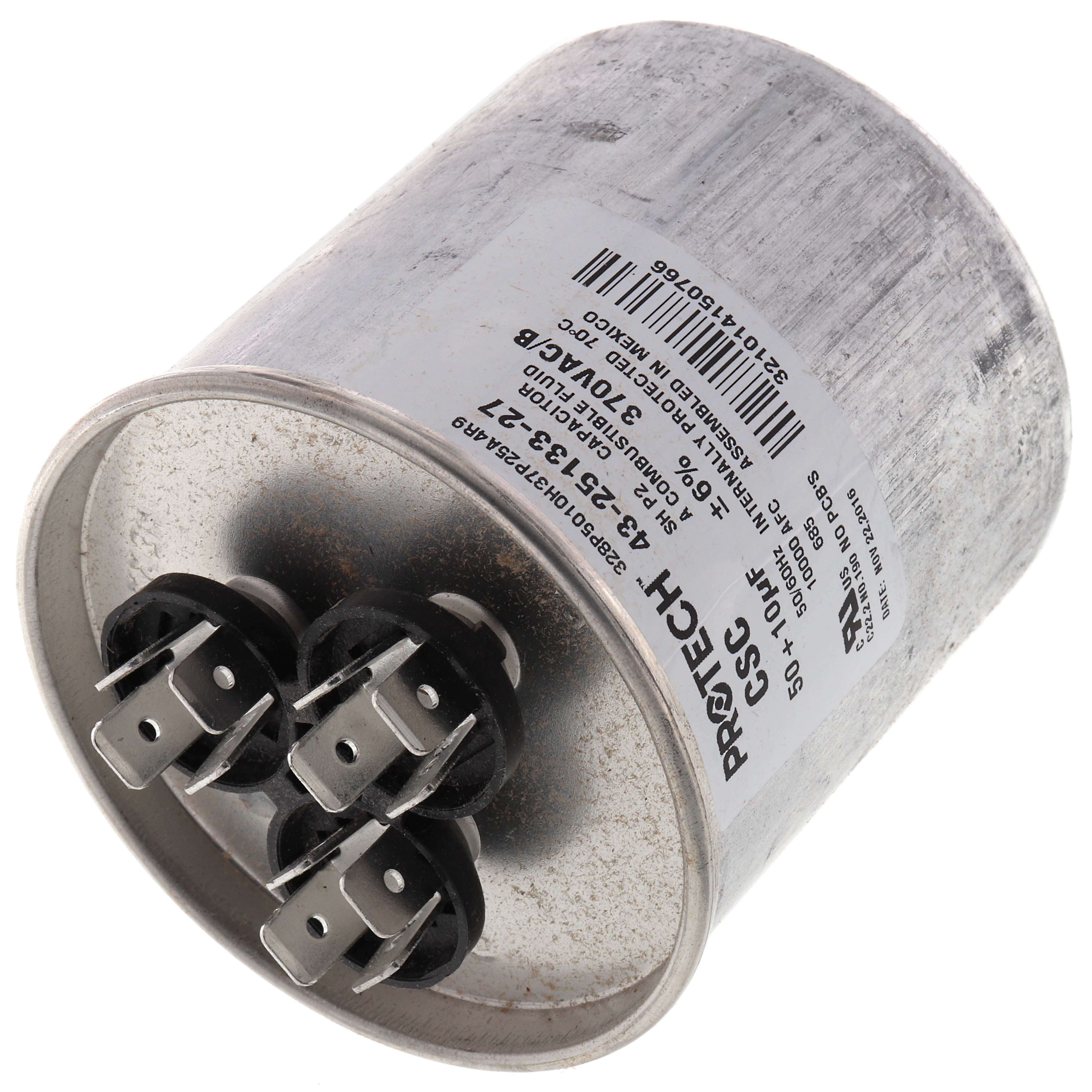 Rheem 432513327 50/10 MFD Dual Round Capacitor 370V