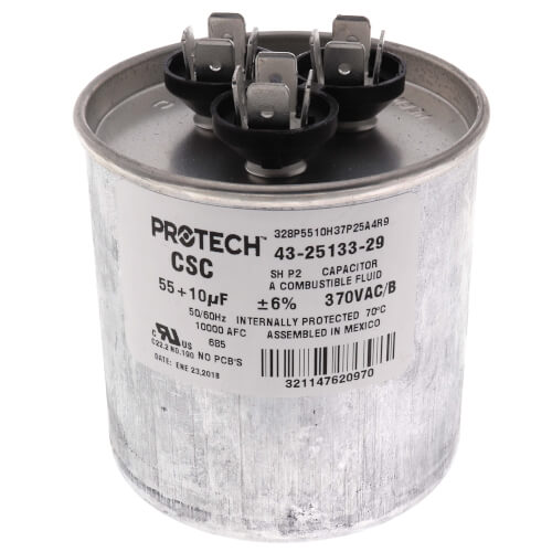 Rheem 43-25133-29 Capacitor 55/10/370 Dual Round